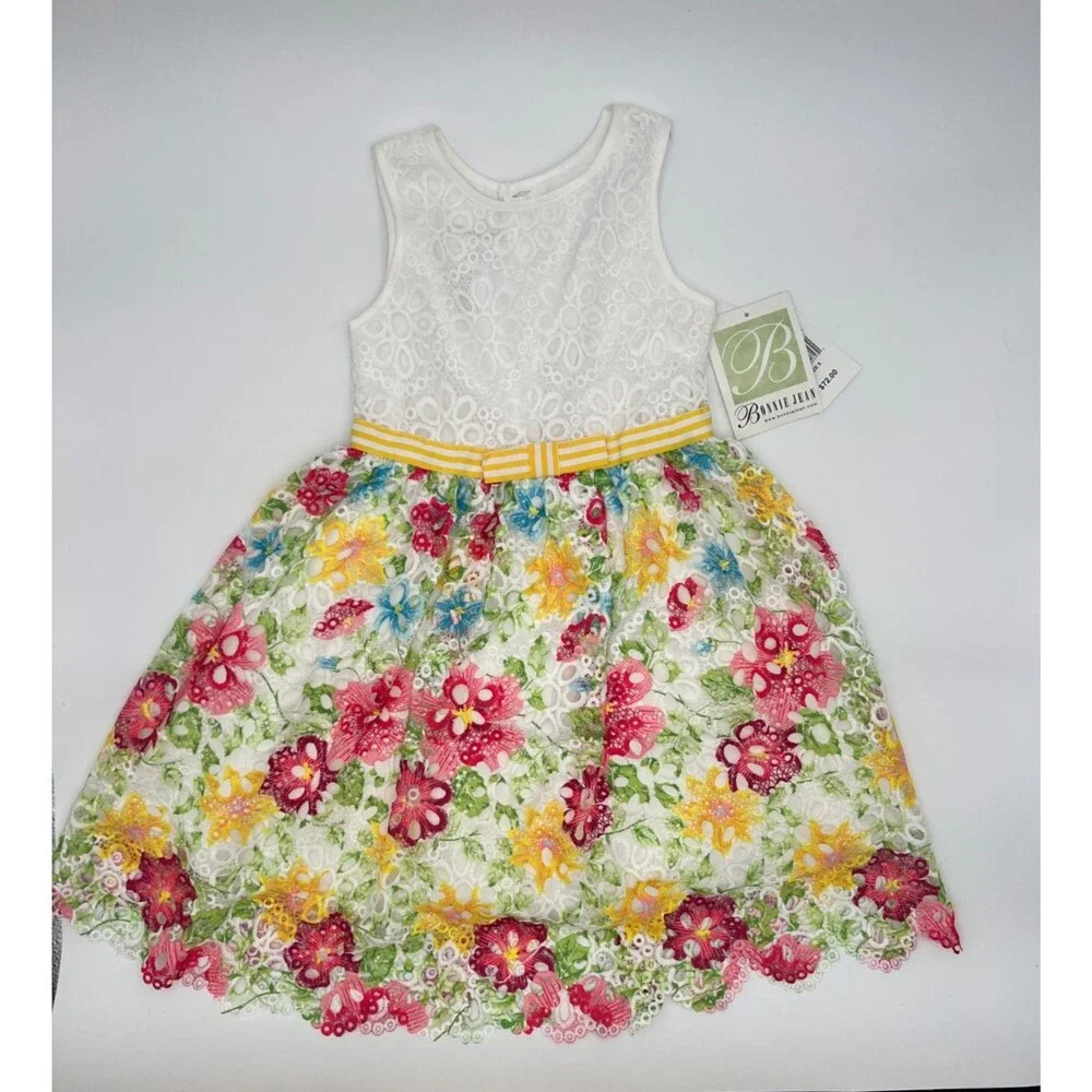 Bonnie Jean Girls' Size 5 Floral Lace Eyelet Dress NWT